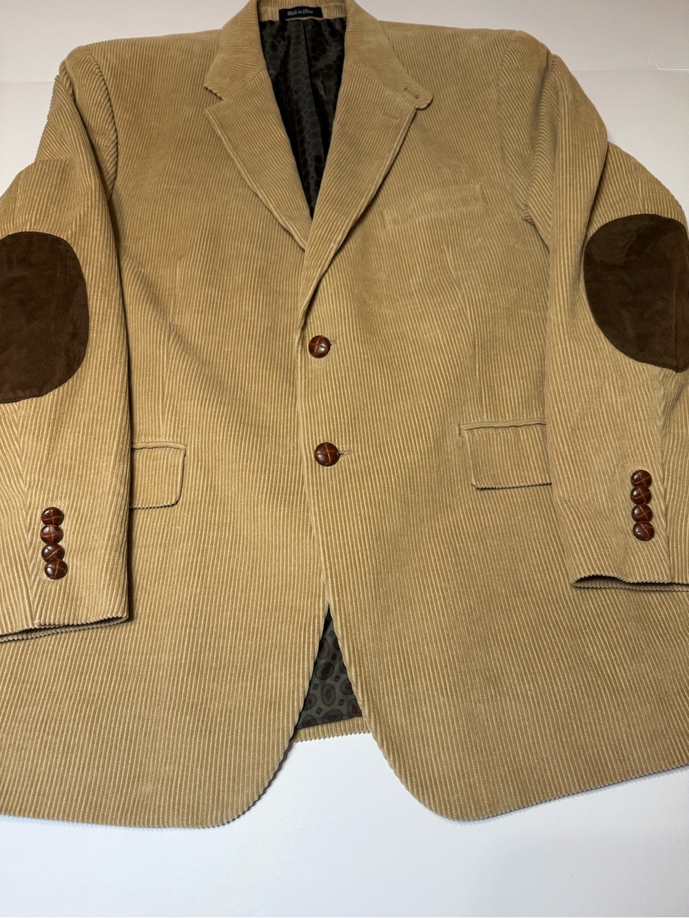 Vtg Lauren Ralph Lauren Green Label Corduroy Blazer Wood Buttons Elbow Patch 44R